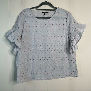 DREW Embroidered Rainbow Swiss Dot Top